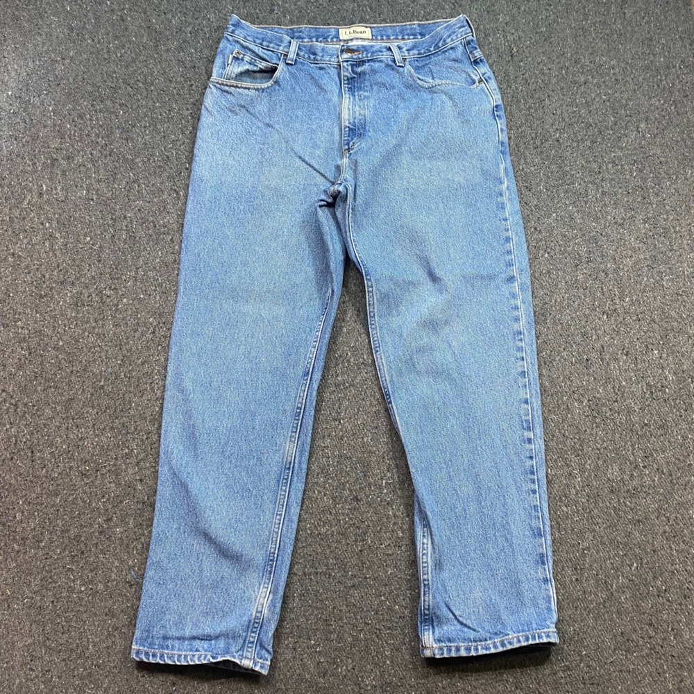 LL Bean Natural Fit Jeans Sz 35 Mens Blue Gorpcore Straight Leg Denim Pants